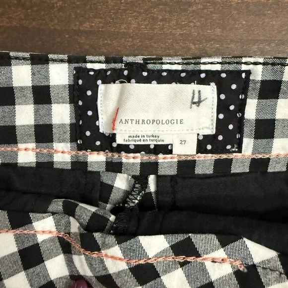 Anthropologie Black and White Gingham Women Shorts - Picture 2 of 6